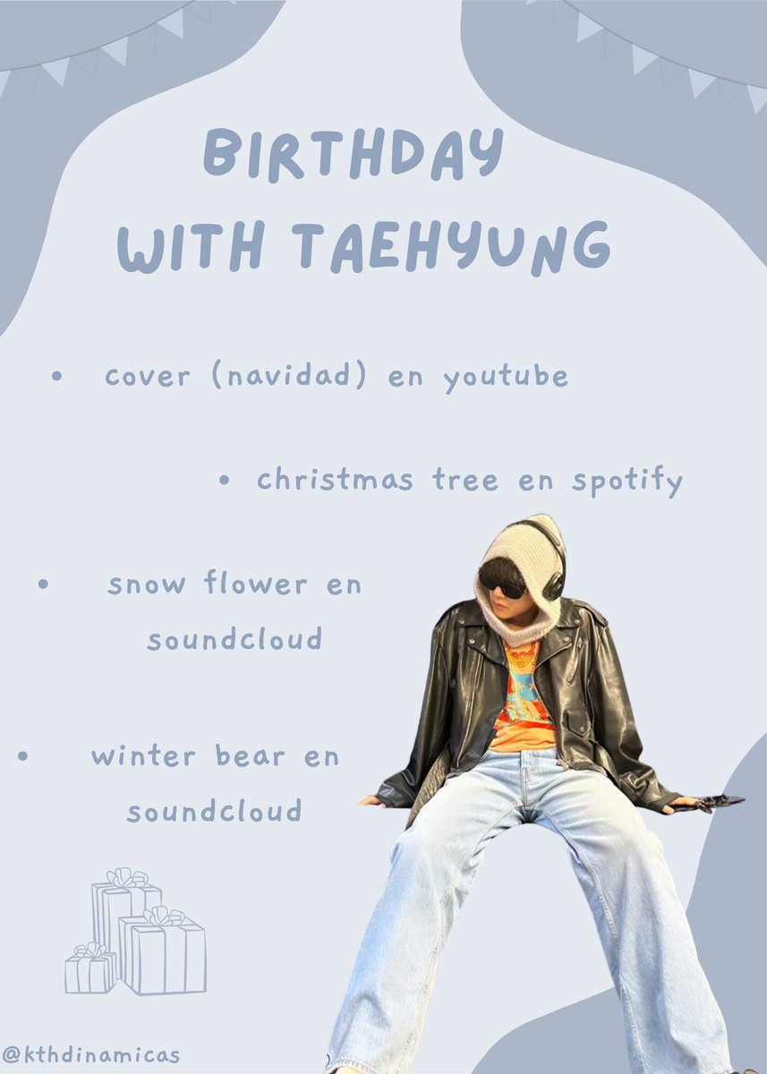 kthdinamicas's tweet photo. BIRTHDAY WITH TAEHYUNG

hola! les traigo una dinámica, pueden hacerlo cuando quieran, no hay fecha limite (indicaciones abajo ⬇️)

방탄소년단 뷔 #방탄소년단뷔 #뷔 #BTSV #V https://t.co/b8WG0n8Tzr