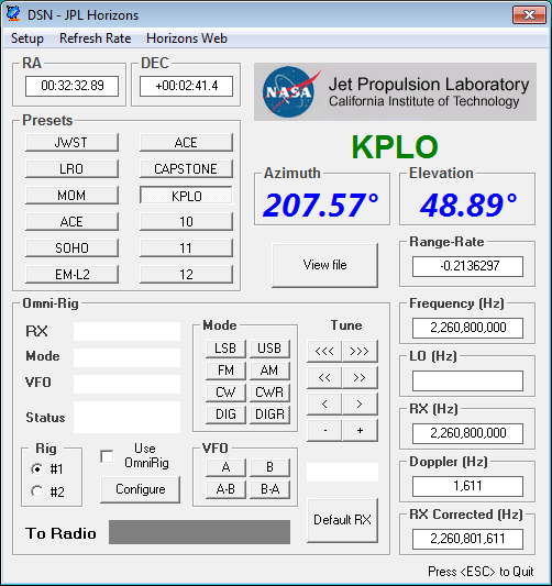 scott23192's tweet photo. Less SNR than a dish, yes - but still pretty cool to get a solid S-Band signal from KPLO in lunar orbit w/ a 2.5-turn helical omni &amp; good Kuhne downconverter/LNA!  
 That signal traveled a long way to find some #6 wire on a paint can lid https://t.co/ZguqjDCors