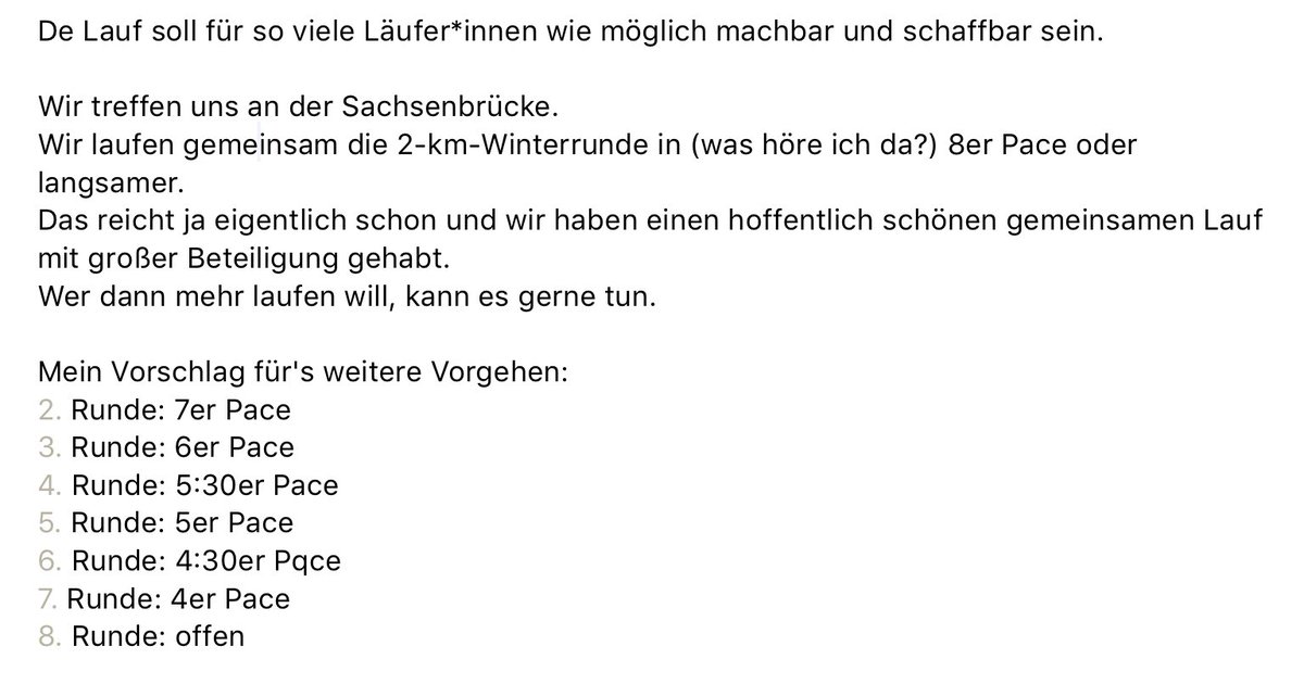 Idee für Neujahrslauf...
Yay oder Nay? Sympathisch oder zu programmiert?