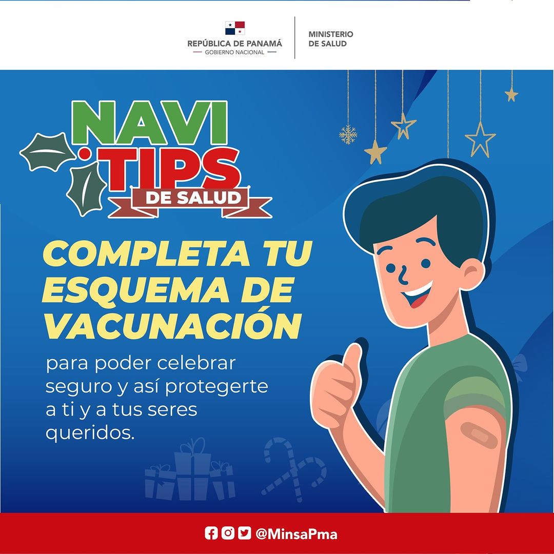 MINSAPma's tweet photo. Las vacunas contra el #COVID19 son efectivas y pueden reducir el riesgo de enfermar de gravedad, por lo que en estas fiestas de fin de año, protégete y regálale a tus seres queridos la salud.

#NaviTips🎅 https://t.co/pV0q0pVu0B