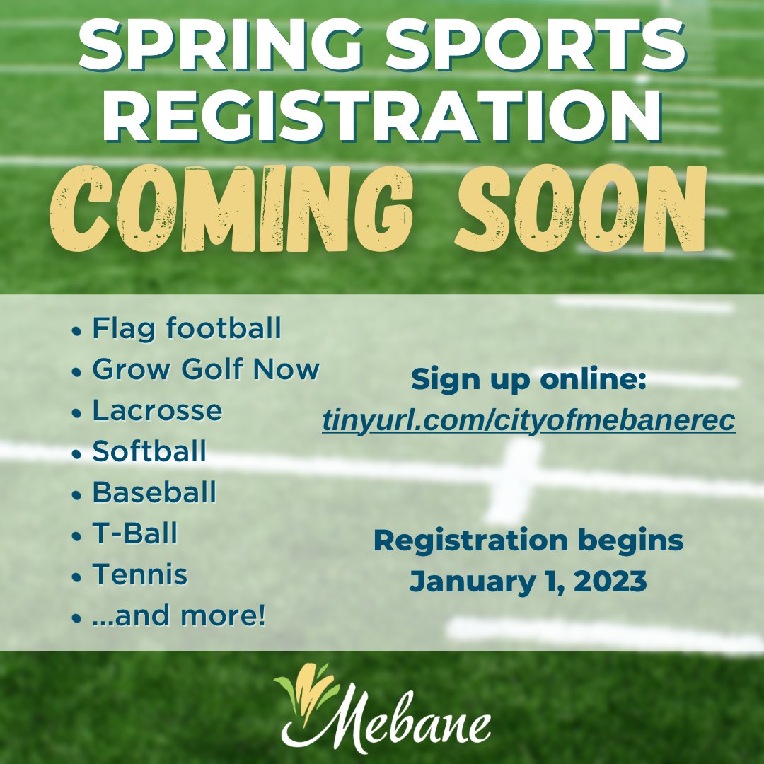 Mebane Recreation & Parks Department on Twitter "Registration for our