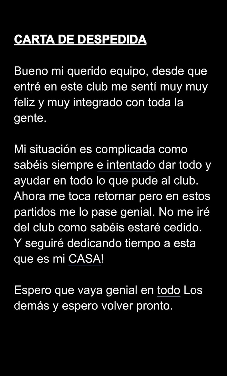 kabrinhasfc's tweet photo. Con estas maravillosas palabras se ha despedido nuestro jugador Gabri del club hasta su vuelta de la cesión. GRACIAS POR TODO
#GraciasGabri
#Kabrinhas https://t.co/5BDG7QCKlT