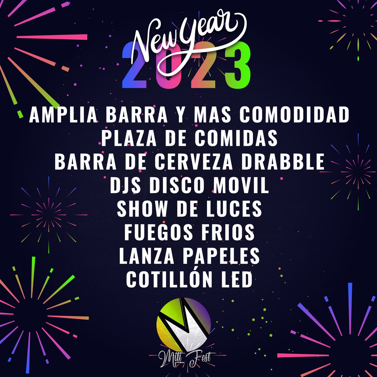PablitoDJ_'s tweet photo. #MitiFest de Año Nuevo 🪅 a toda fiesta 🎉🎉
Se viene un NOCHON en el ruedo mas fiestero de #Rodo 🌳
Fiesta Cotillón / Show de Luces / Show de Fuegos Fríos / After Party / Plaza Comidas / Barra Drabble 🍻/ Fiesta de la Espuma y mucho mucho más 🎁
Nos vemos en la #MitiFiesta https://t.co/c9IWgCuAph