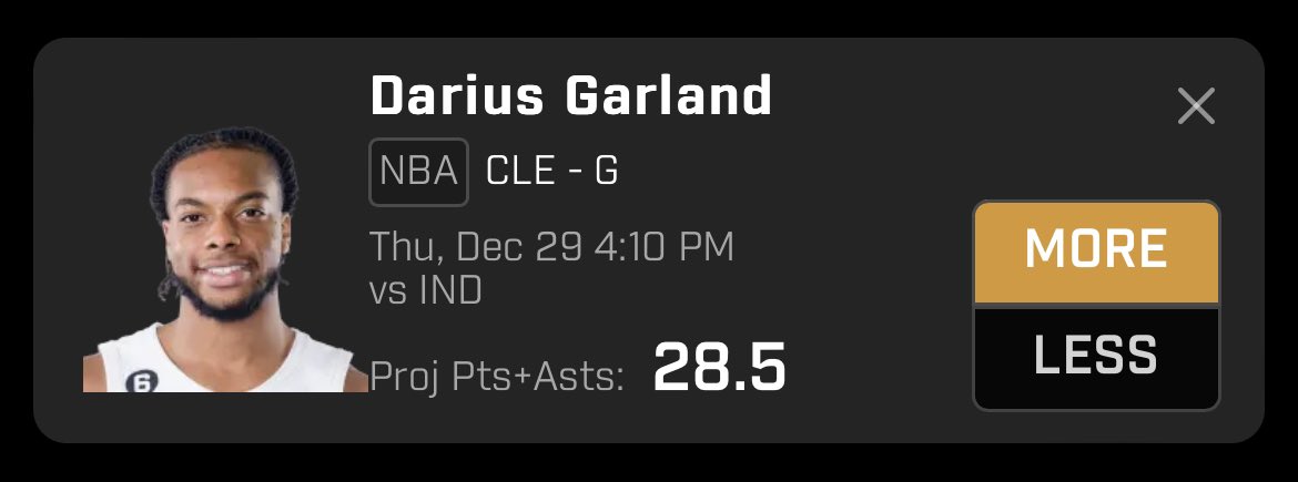 OrderDeclined's tweet image. POTD (3-1)

I believe he can clear this easy. The only times he hasn’t gone over this line is when he’s gotten under 30 minutes. He’s solidified his role on the Cavs and he’s gonna go over 30 minutes and this prop line.