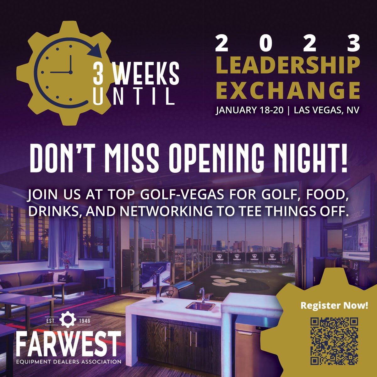 Start the New Year off right with the FWEDA Leadership Exchange and our opening night at Top Golf - Vegas! Sign up now. 
hubs.la/Q01wJ6nx0