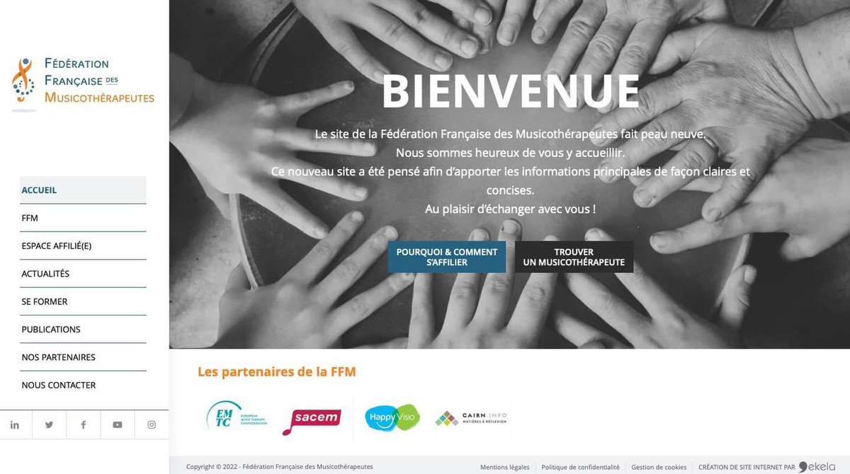 FFMusicoth's tweet photo. 👩🏻‍💻 NOUVEAUTÉ 2022/2023 🤳🏻

Nous avons le plaisir de vous partager le nouveau site de la Fédération Française des Musicothérapeutes !

Merci @ekelamarketing :
https://t.co/keJuWcWCMW https://t.co/ATdHyPEN4r