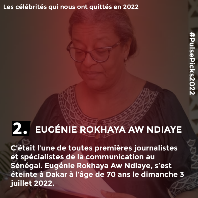 PulseSenegal's tweet photo. L'année 2022 a été marquée par le décès de nombreuses personnalités du monde de la culture et des médias. Ils ont fait leurs adieux au public. Retour sur les artistes et journalistes qui ont perdu la vie cette année.🕊️

#PulsePicks2022