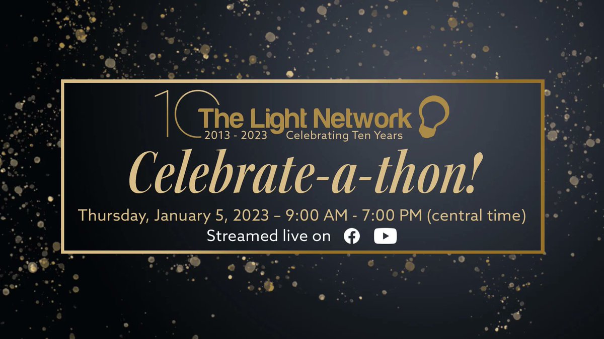 LightNetworkTV's tweet photo. We're kicking off celebrating our decade-long ministry with a "Tenth Anniversary Celebrate-a-thon!" This ten-hour event will be cohosted by Robert Hatfield &amp; Brad McNutt and will feature appearances by hosts and friends of the network. Join us January 5 on Facebook or YouTube. https://t.co/zYcPzPE9Cw