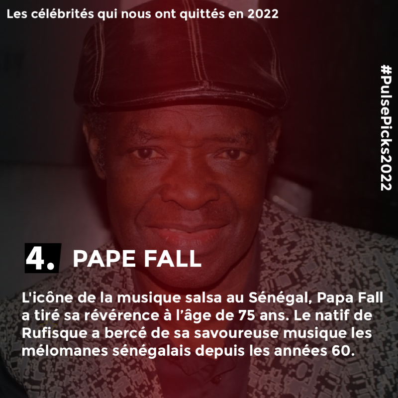 PulseSenegal's tweet photo. L'année 2022 a été marquée par le décès de nombreuses personnalités du monde de la culture et des médias. Ils ont fait leurs adieux au public. Retour sur les artistes et journalistes qui ont perdu la vie cette année.🕊️

#PulsePicks2022