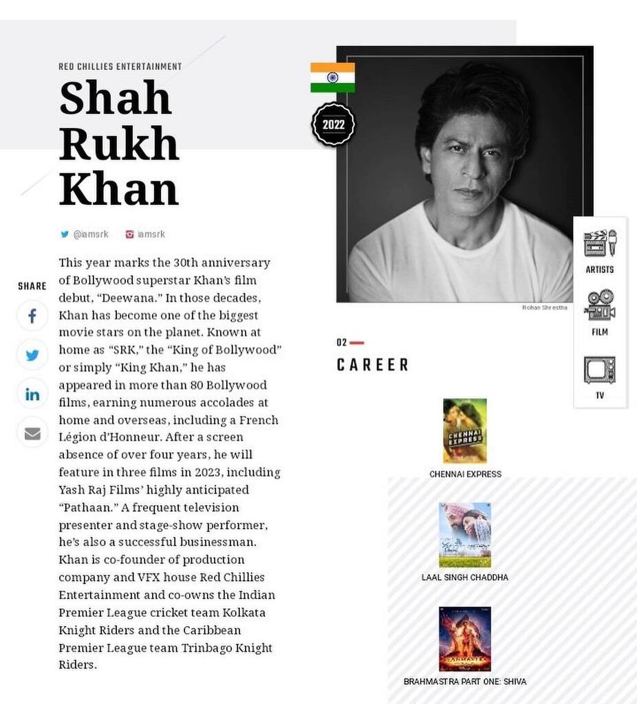 SRKAustria's tweet photo. #Variety @variety names Shah Rukh Khan @iamsrk as one of the 500 most influential people in entertainment. #ShahRukhKhan was ranked among the top 500 in Media & Entertainment for 2022.
We are incredibly proud of him !
https://t.co/3N3fqDhszP
#Variet… https://t.co/YNFWKEiE5K https://t.co/3QswQ7eFfB