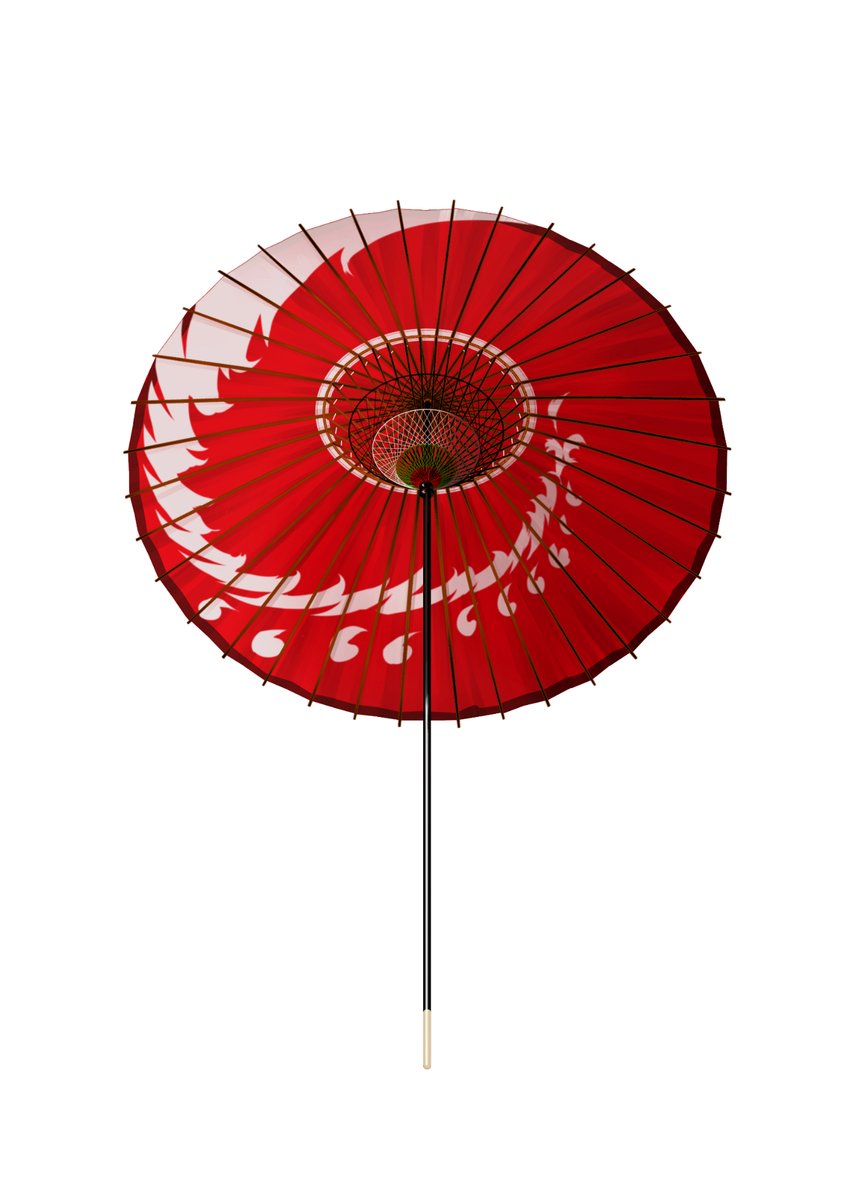 oil-paper umbrella umbrella solo white background simple background red umbrella petals general  illustration images