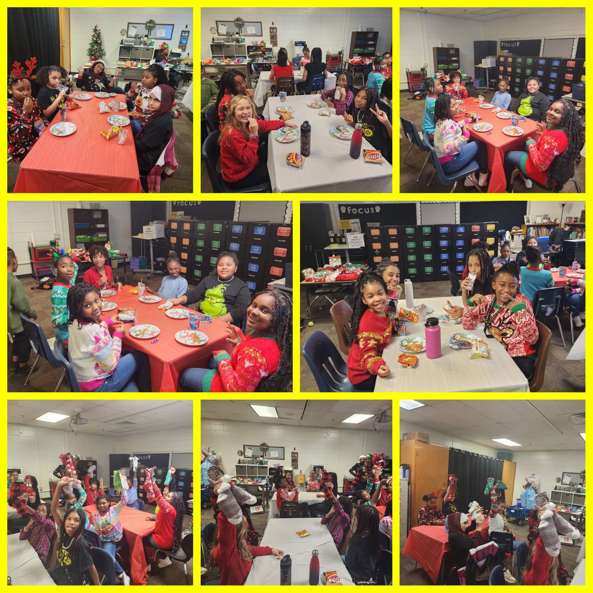 YolandaGreen251's tweet photo. Late Post! Always a blast when spending time with this group! #wintercelebration #wackytackywintersweater #cutesockexchange #BellaBees #HCE #4th5thgradegirls https://t.co/ijjvpOGexN
