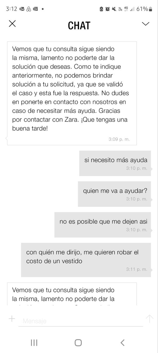 noecot's tweet photo. Neto @Zaramx_ no resuelven y solo cierran el chat!! @ZARA entonces quien puede resolver? https://t.co/FZNImr5J7e