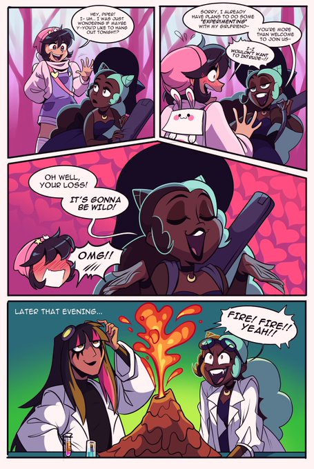 In today's Far-Fetched Friday comic, Rue learns all about the WILD SIDE of Piper &amp; Regan's relationship. 🌋 #FarFetchedShow

Comic drawn by @madelezabeth &amp; colored by @squiderdoodle! 