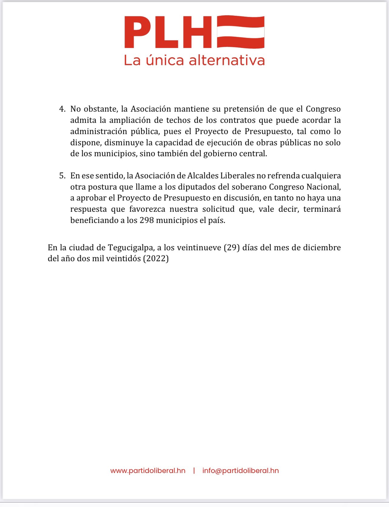 Segunda parte del comunicado. 