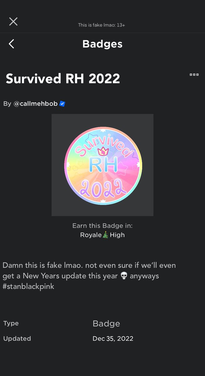 RoyaIeHighVaIks's tweet photo. ✨Congrats! You’ve survived Royale high 2022!✨

The removal of the campus 2 diamond spots! 💎

The recycled Easter update 🐣

Valentines, lucky and spring halo in 1 👼

No summer update ☀️

Late Halloween update 💜

Recycled winter update ❄️

Still no new school 💗

#royalehigh https://t.co/9DOnMzbQw5