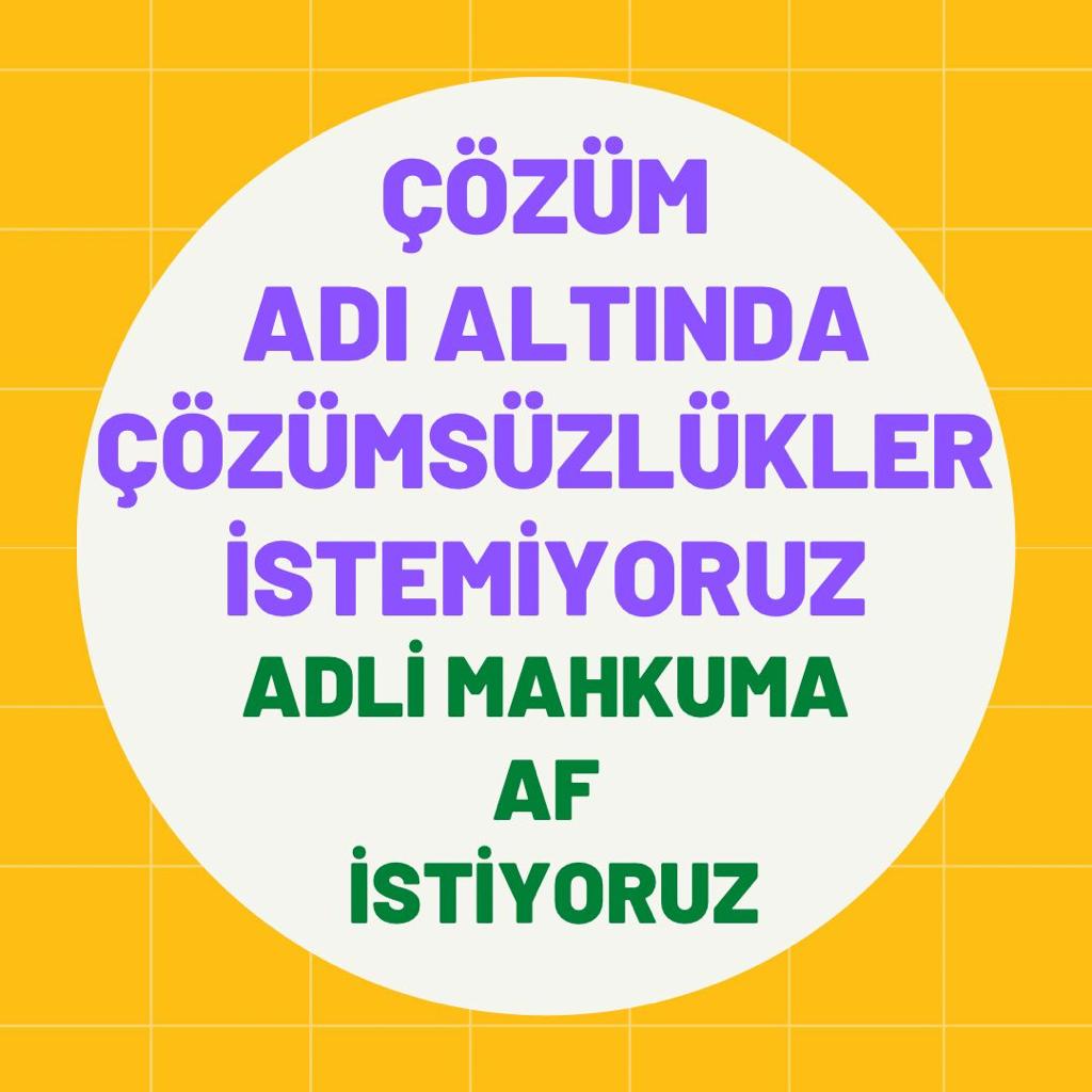 <a href="/RTErdogan/">Recep Tayyip Erdoğan</a> <a href="/dbdevletbahceli/">Devlet Bahçeli</a> Geç gelen adalet adalet değildir 
%77 olan hak ihlalini aym baskani ustune basa basa söylüyor 
Neden mahkum ailelerine desdek olmuyorsunuz?
Herkes mahkum adayi bunu unutmayin!!!!3ErdoğanBahçeli ÇözümGenelAf