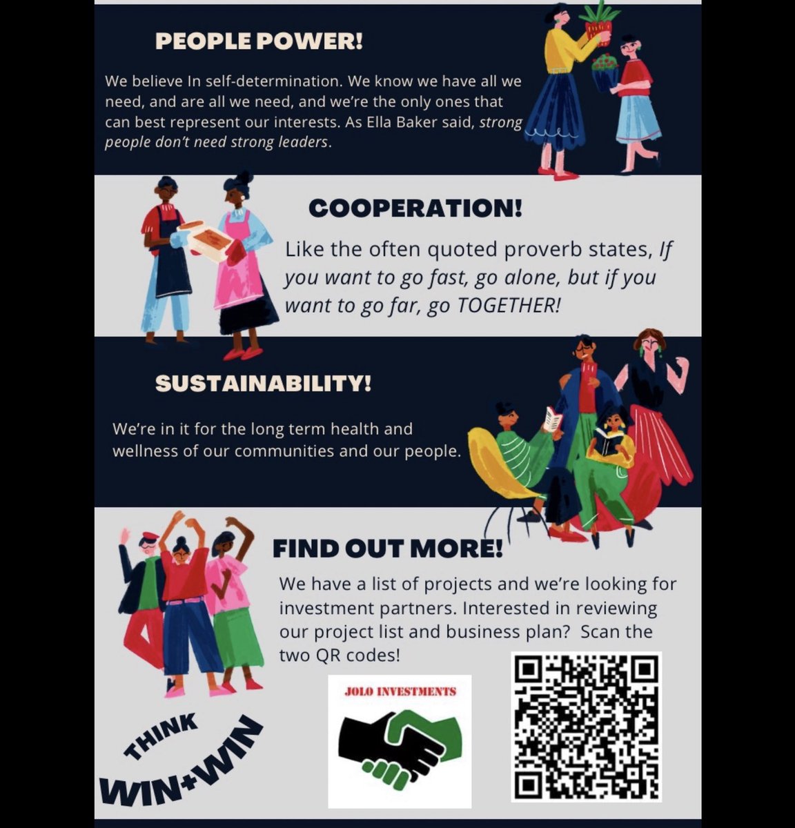 JOLOinvestments's tweet photo. There’ll be more to see in 2023! We @joloinvestments are ready to LEVEL UP &amp; actualize @360BlackPower in the coming year. Scan the QR codes or go to the link in our bio 🔗 for more info! ❤️🖤💚
#SharedEquity #360BlackPower #SelfDetermination #CooperativeEconomics #Ujamaa #Kwanzaa https://t.co/mt85ZKgWQC