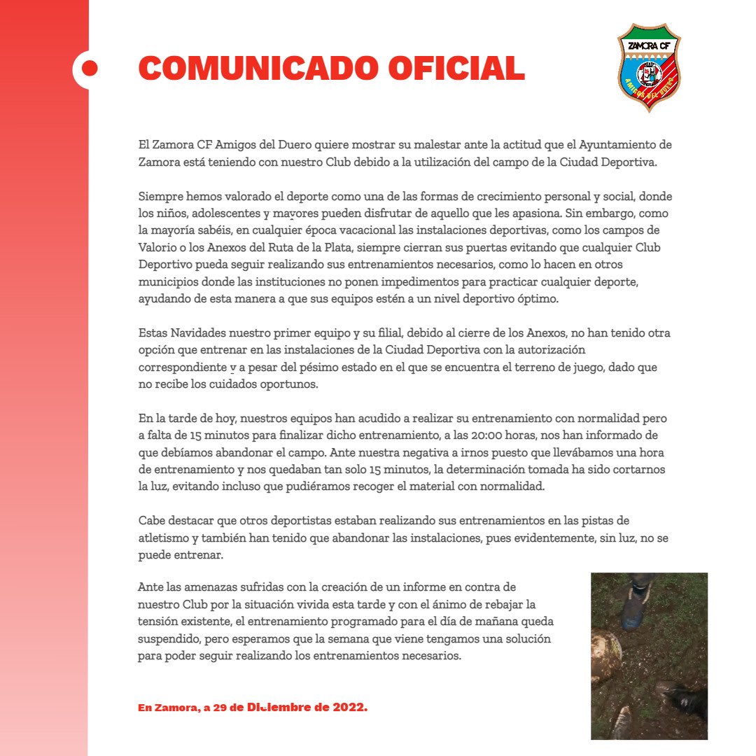 amigosdelduero_'s tweet photo. 🚨 COMUNICADO OFICIAL 🚨

Lo que tenemos que soportar en Zamora para poder hacer deporte.

#UnaNuevaEra
#VamosMiZamora ❤️🤍💛💚 https://t.co/0fs78OspdA