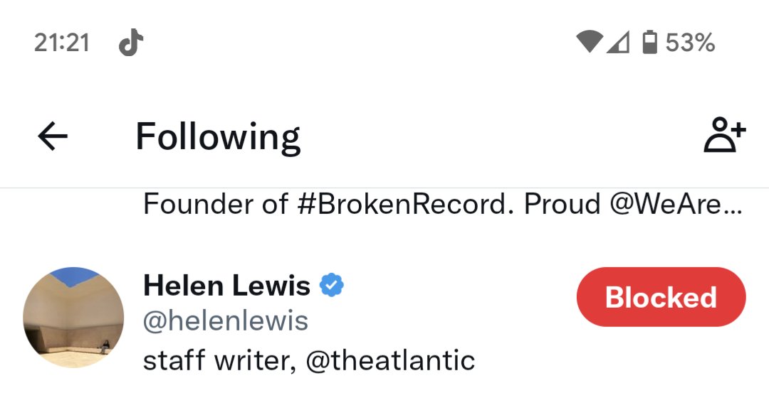 sinister_beard's tweet photo. Given this very suspect follow list (the blocked ones are all TERFs) and not following any trans people/trans positive accounts, it's pretty safe to assume that Verity Susman from #Electrelane and Memorials is a TERF too. Electrelane were one of my favourite bands, gutted. https://t.co/uhZXOOyFky