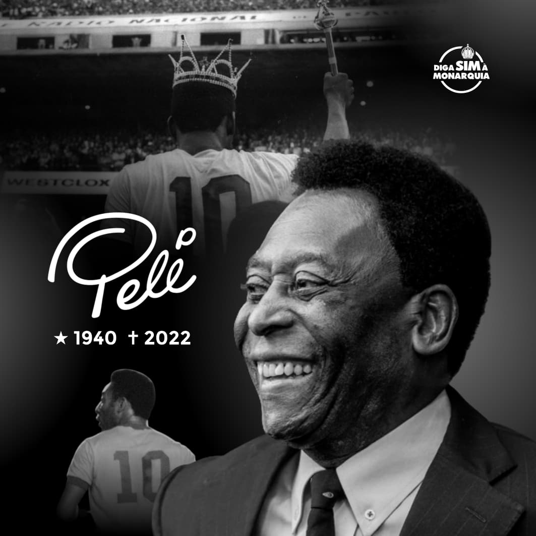 simamonarquia's tweet photo. MORREU O REI DO FUTEBOL

Hoje o futebol perdeu sua majestade. Edson Arantes do Nascimento, nosso eterno Pelé, deixou-nos nesta sexta-feira, 29 de dezembro de 2022, aos 82 anos de idade. https://t.co/A2fBxKHogc