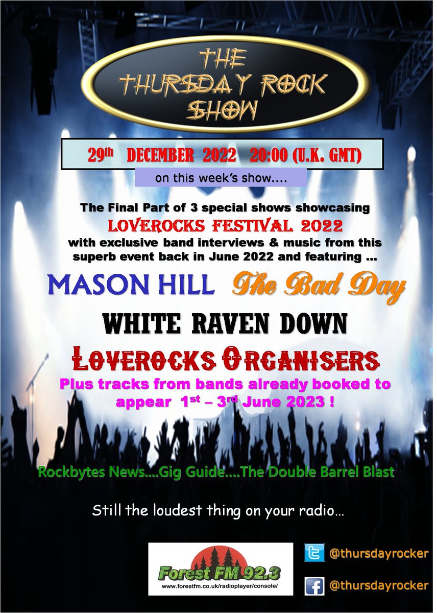 thursdayrocker's tweet photo. Now playing on @thursdayrocker #radioshow @ForestFM ... @GorillaRiotRock with #StillDoingTime ... appearing 1st-3rd June at @loverocksfest ... get your tickets ! stream now https://t.co/RSyWXfwTM8 https://t.co/4HzsufzCxk