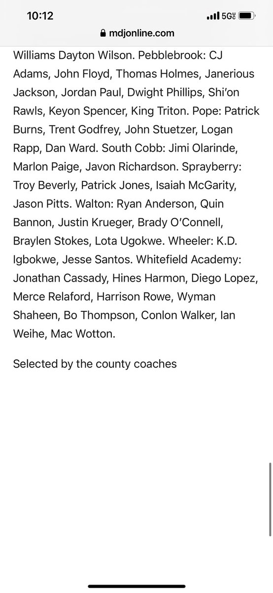 Congrats <a href="/WaltonRecruits/">Walton(GA)Recruiting</a> SELECTED <a href="/CobbFballFri/">Cobb Football Friday</a> ALL COUNTY! #BallDownBallOut

Honorable Mention

DL Ryan Anderson
DL <a href="/BannonQuin/">Quin Bannon</a> 
DL <a href="/Justin_Krueger1/">Justin Krueger</a> 
OL <a href="/Brady48034350/">Brady O’Connell</a> 
DB/RB <a href="/BraylenStokes/">Braylen Stokes</a> 
DL <a href="/LotaUgokwe/">Lota Ugokwe 🇳🇬</a> 

hudl.com/team/v2/3660/V…