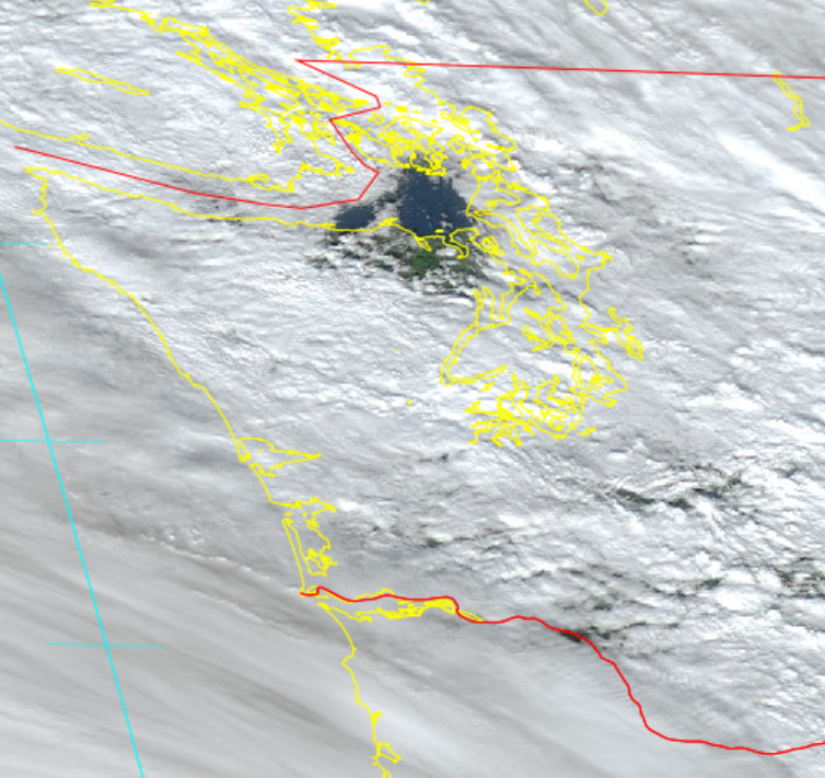 NWSSeattle's tweet photo. A blue hole centered on Protection Island and the east end of the Strait of Juan de Fuca this afternoon https://t.co/HIRmPvm6SM