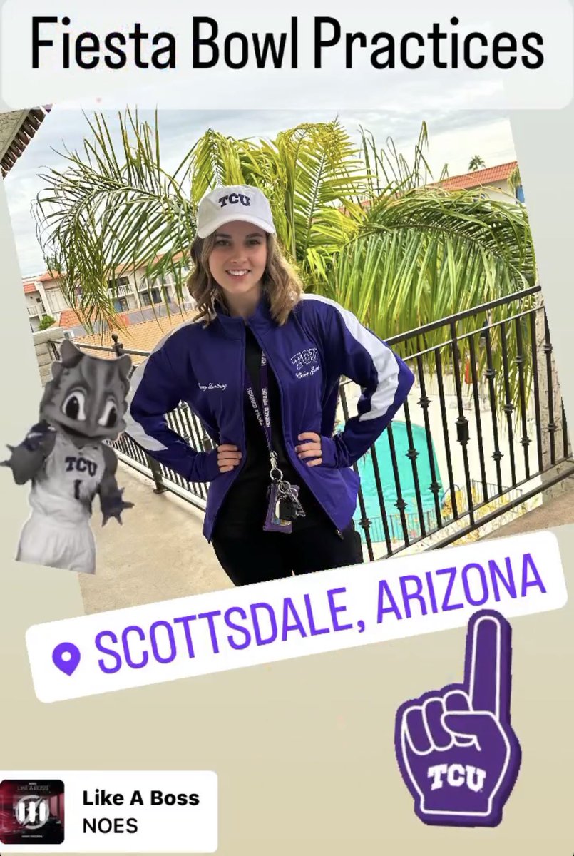 DelaneyLundberg's tweet photo. Let’s do this, TCU!  #TCU #HornedFrogs #FiestaBowl #puttinginthework https://t.co/1waE21o3hW