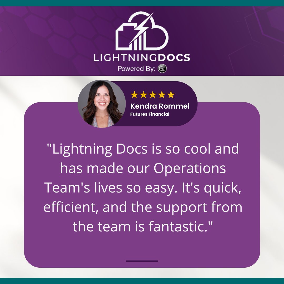 FortraLaw's tweet image. Be like Kendra Rommel and get Lightning Docs for your company! 

#privatelender #lendingdocs #lightingdocs