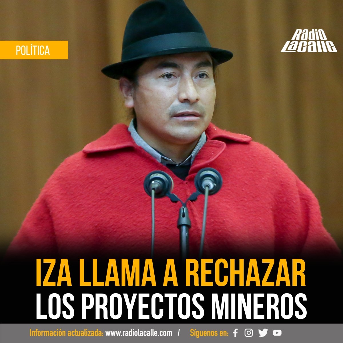 radiolacalle's tweet photo. #POLÍTICA | El presidente de la Conaie, Leonidas Iza, llamó a sus compañeros a defender a la Madre Tierra y a no apoyar a los proyectos mineros. "La lucha es un solo cuerpo, un solo puño", reiteró. 

Más en la siguiente nota. ⬇️ 

https://t.co/pyv0d73msl https://t.co/l4CtmcE1Uq