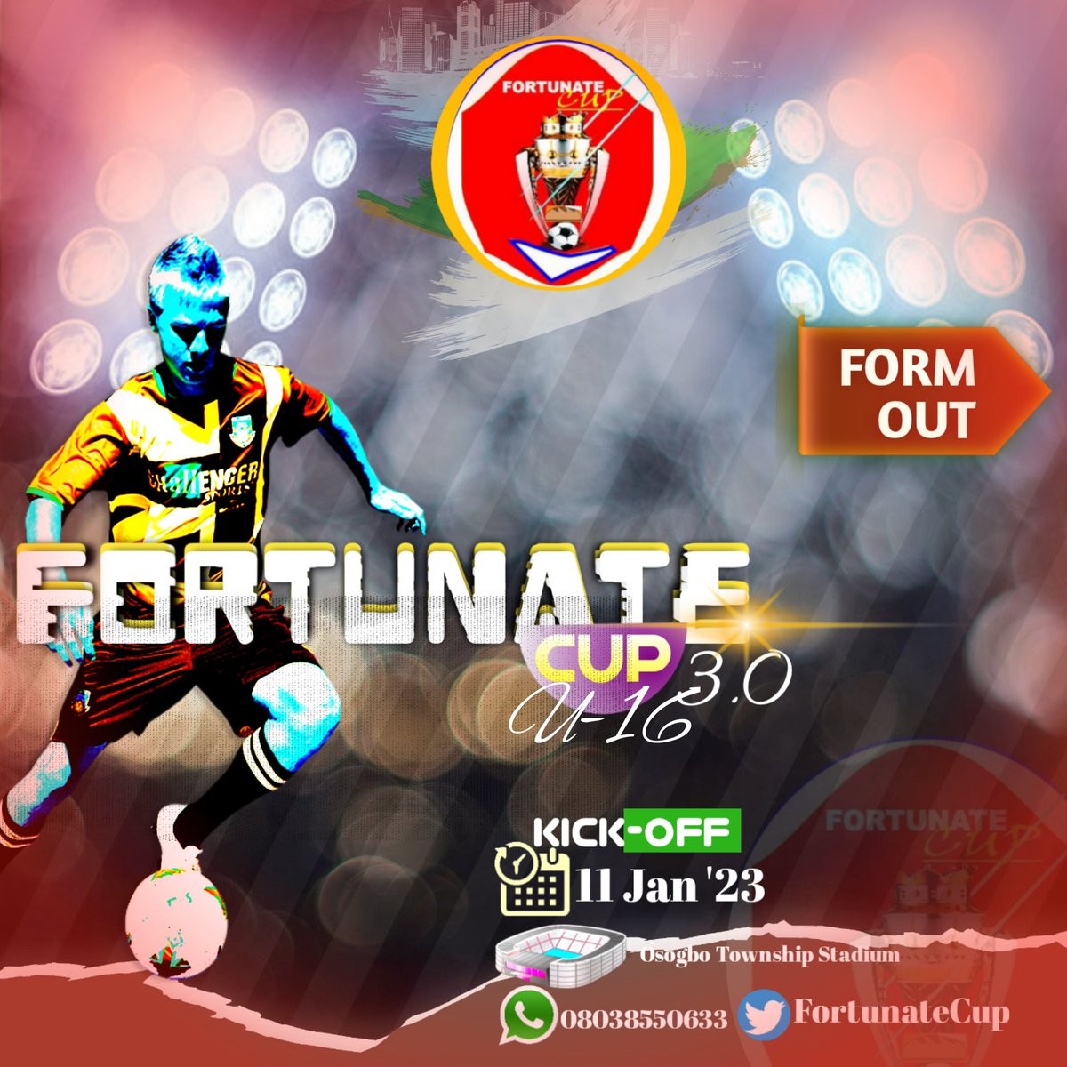 Adeleke8Aside's tweet photo. Yayyππ₯πͺ #FortunateCup 3.0
It's that time of the year again..
Its talented guns plug π
#FortunateCupU16 provides level playing ground for all.
This is coming up @InsideOsogbo in @IpinleOsun
Oya, hurry up and pick a form today.
KICKOFF - Jan 11,'23
βοΈ-08038550633
#Fortubite https://t.co/nE8JQmXuGw