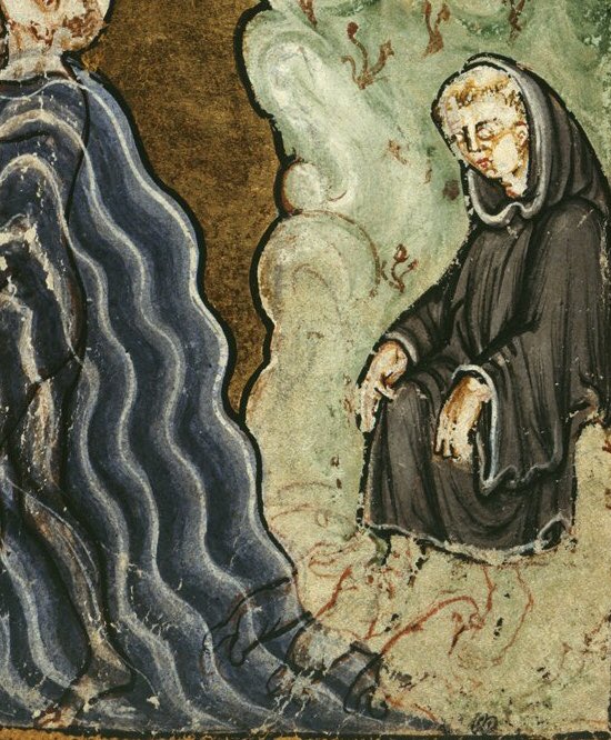 WeirdMedieval's tweet photo. saint cuthbert, who was allegedly responsible for a number of miracles during his life. in one instance, after walking out of the ocean, a group of otters followed him and dried his feet https://t.co/kqm0BWNdHo