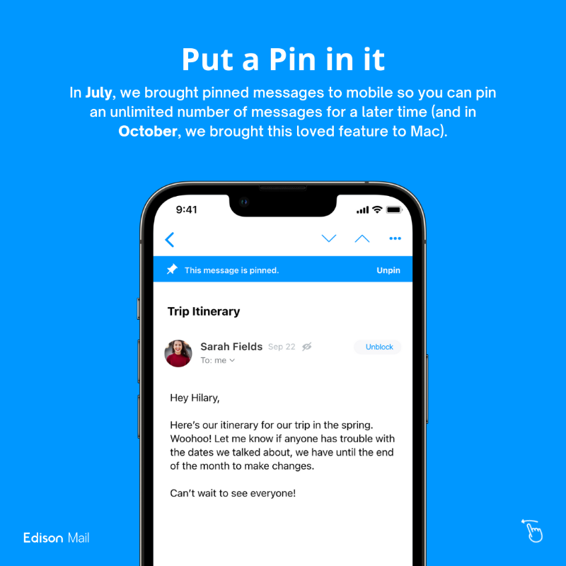 Edison_apps's tweet photo. From Pinned Messages 📌 to Custom Swipes ↔️, smarter Subscriptions and more customizations, we've had a busy year at #EdisonMail. 🤓
To end the year with a bang, here's a recap of some of the biggest 2022 updates we brought to our app! #GetEdisonMail