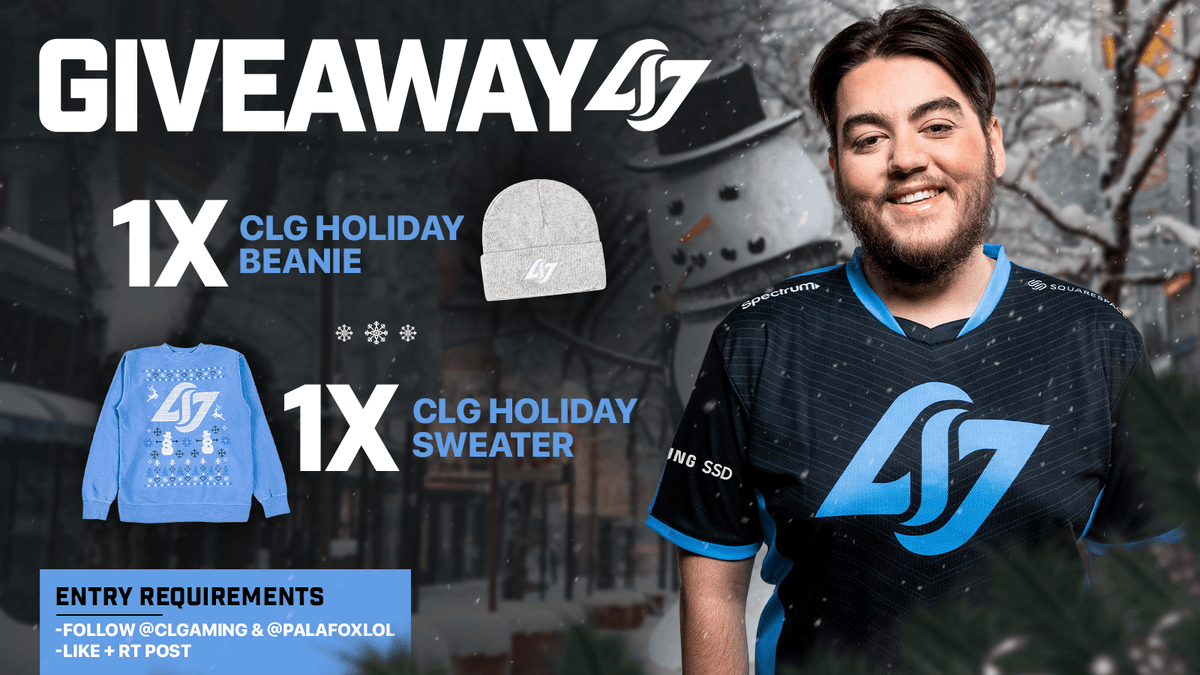 palafoxlol's tweet photo. Get the hot chocolate and marshmallows, holidays are here! @CLGaming and I are helping you kickstart the spirit. 
Just follow our accounts, like and RT this post! 
Good luck everyone ☃️ https://t.co/FbecV7Rglr