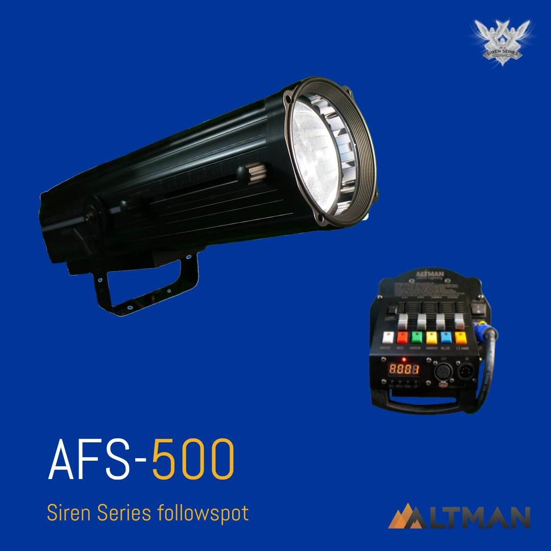 Our Siren Series follow spots give you plug and play ease with incredible focus, brightness, and color.

You can schedule of demo of the AFS-500 or 700 by visiting altmanlighting.com