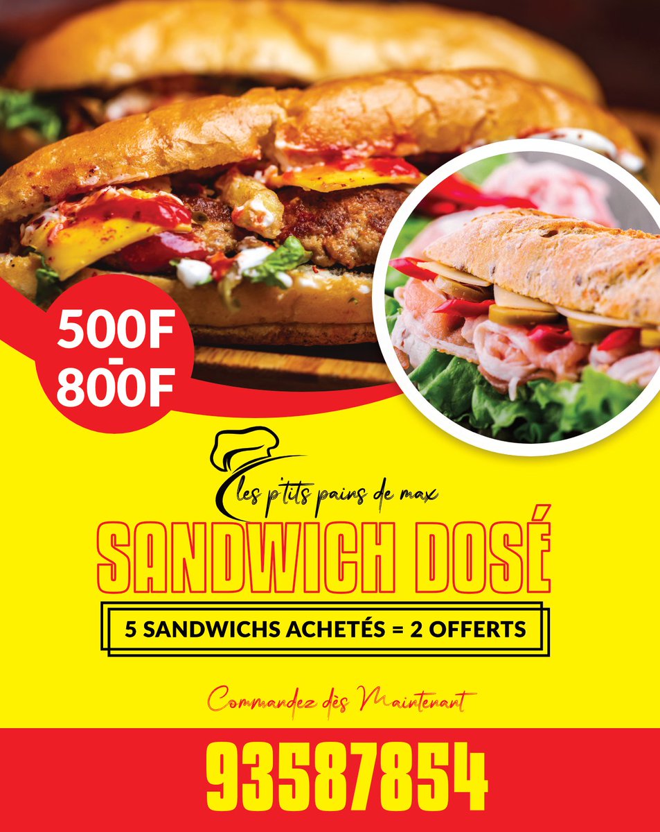 OBonfo's tweet photo. Une boisson offerte à partir de 3 sandwichs commandés.
🚶🏾🚶🏾🚶🏾🌚👌🏽 Les petits pains de max vous accompagnent pour vos goûters et déjeuners. #TgTwittos https://t.co/U96XocqYpk