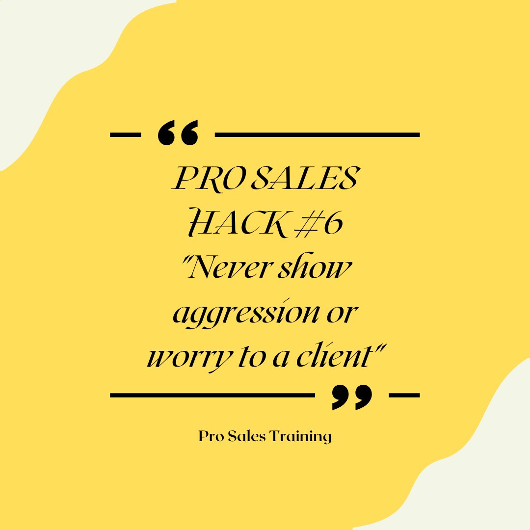 Pro Sales Hack #6 - Never show aggression to a client
.
.
.
#salesprocess #salesprocesses #customerjourney #businessstrategy #instagramgrowth #salesandmarketing #marketing #brand #brandidentity #iggrowth #socialmediamarketing #businessassets #salesstrategy #salestools