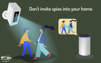 fsf's tweet photo. As long as the code behind "smart" home devices is proprietary, these companies are free to spy on us as much as they like. Help us fight back: tell your friends about free software and urge then to join the FSF! Support #FreeSoftware. https://t.co/AAgaQ2wiBF https://t.co/WEGZJhxcL5