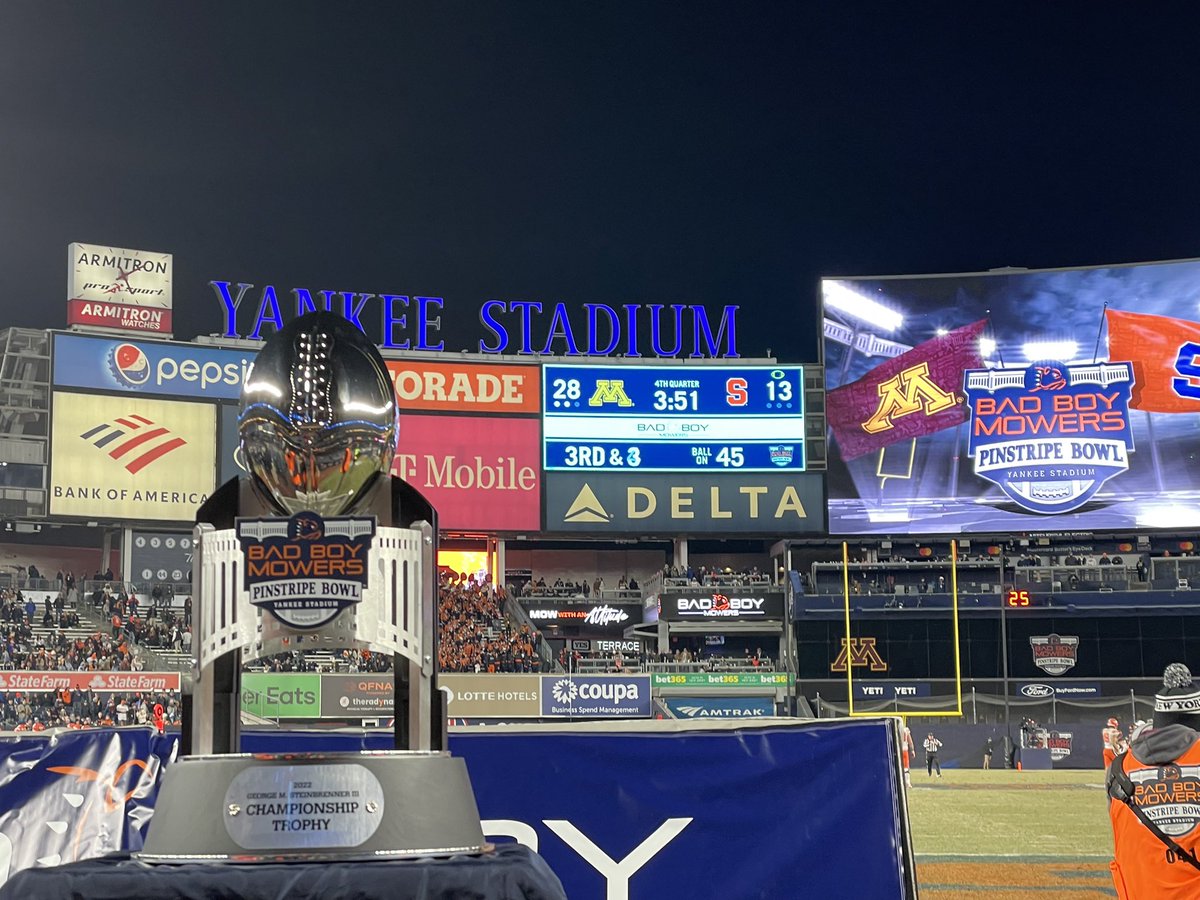 Bad Boy (@badboymowers) on Twitter photo We are minutes away from crowning a champion for the <a href="/PinstripeBowl/">Bad Boy Mowers Pinstripe Bowl</a>! Who will take the trophy home? We are minutes away from crowning a champion for the <a href="/PinstripeBowl/">Bad Boy Mowers Pinstripe Bowl</a>! Who will take the trophy home?