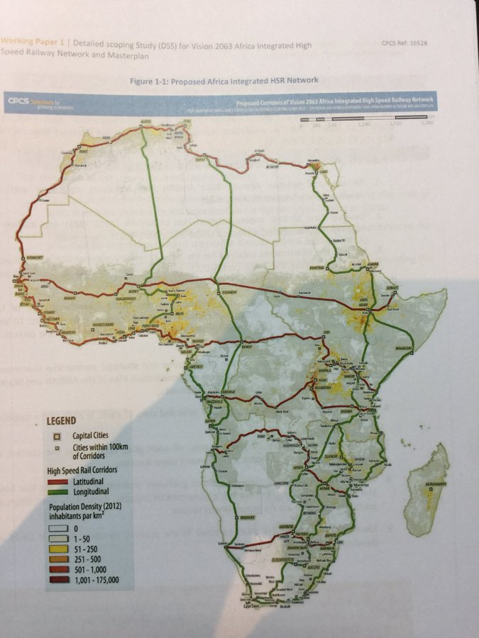africaupdates's tweet photo. The Proposed Africa Integrated High Speed Rail Network. 
📷The African Union Development Agency-NEPAD https://t.co/V7cSD8R837