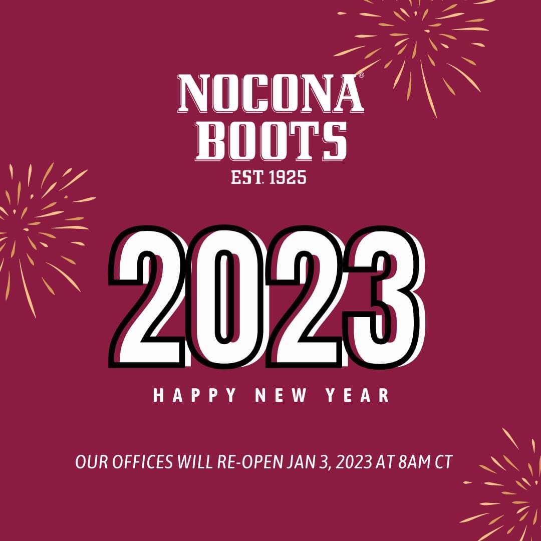 The Nocona office will remained closed until January 3, 2023 at 8am CT. As our employees enjoy the new year, please excuse delayed response times. 

Happy New Year to you and yours! 🤩