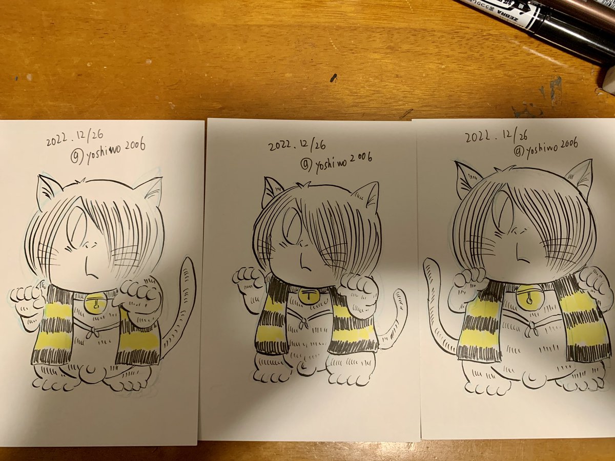 おはようございます。
新刊「水木創作小話4」をコミケで購入された方に限定数で直筆ポストカード入りの封筒を配布します。
「鬼太郎」は約50枚、「田中ゲタ吉」は8枚のみとなっています。
封筒の中には1〜2枚カードが入っています。SNSアップはご自由に。画像の加工は禁止です。宜しくお願いします。 