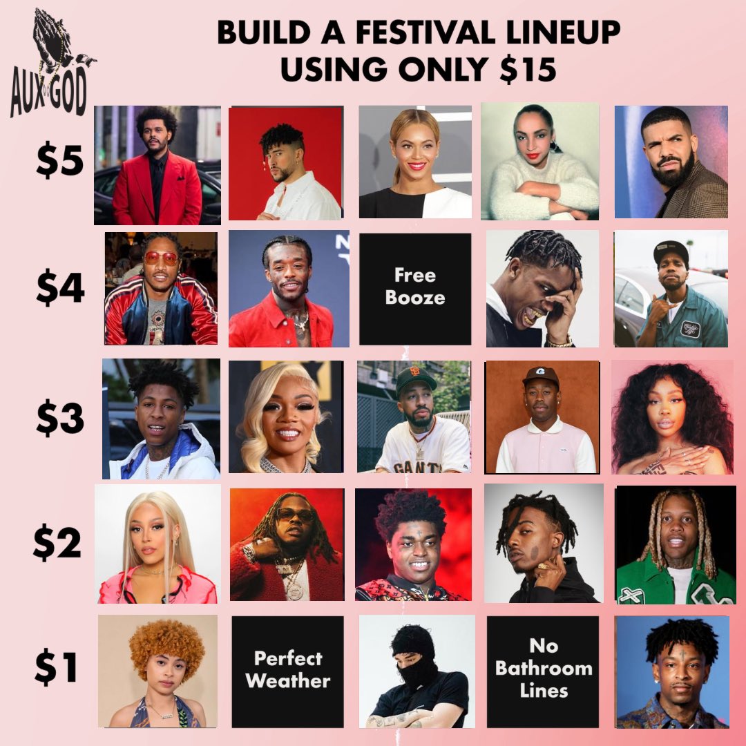 AuxGod_'s tweet photo. Build your NYE Festival only using $15 https://t.co/YDC25I3xWJ