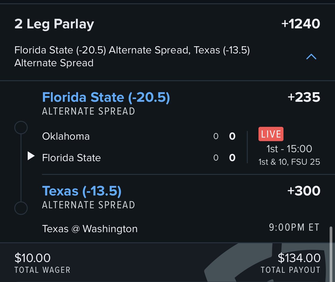 Cappernapper's tweet image. Bowl season!
FSU -9.5
FSU -20.5 alt spread
Texas -3
Texas -13.5 alt spread

#freepicks #GamblingTwitter