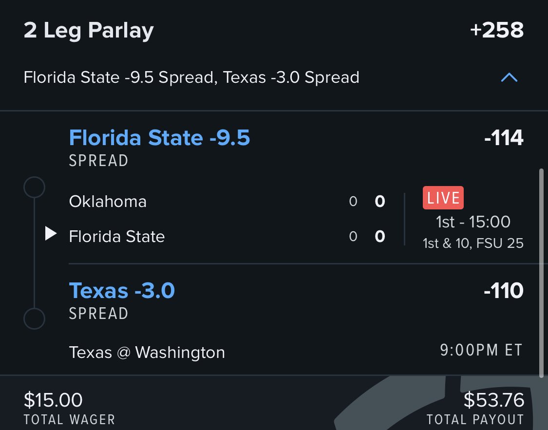 Cappernapper's tweet image. Bowl season!
FSU -9.5
FSU -20.5 alt spread
Texas -3
Texas -13.5 alt spread

#freepicks #GamblingTwitter