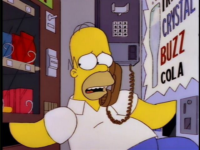 QuotesSimpsons1's tweet photo. Marge, this may be hard to believe... but I'm trapped inside two vending machines.

#Simpsons https://t.co/eAUkCuXeu5