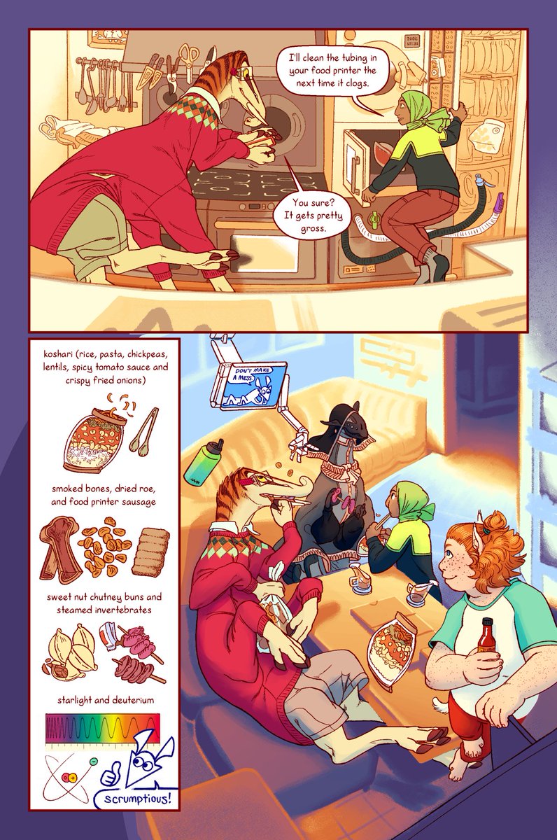 JayRock5858's tweet image. The Runaway is a fusion torchship with a habitat module that adapts between 1g of thrust and 0g while parked, but cooking is definitely more challenging without "gravity"...