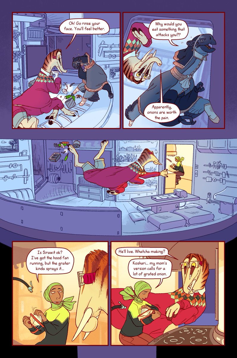 JayRock5858's tweet image. The Runaway is a fusion torchship with a habitat module that adapts between 1g of thrust and 0g while parked, but cooking is definitely more challenging without "gravity"...