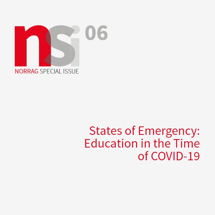 Also check the English Edition: NSI 06 States of Emergency: Education in the Time of COVID-19 🗓️Launched in October 2021 Editors: @Wbrehm, Elaine Unterhalter and @MosesOketch of @CEID_IOE 🔗 ow.ly/BeTj50Mf5Q2